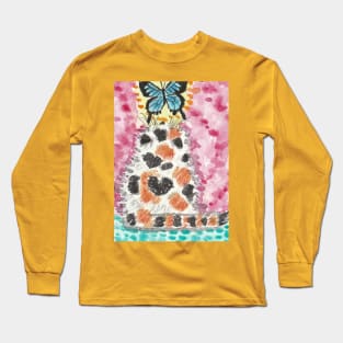 Calico kitten  art butterfly Long Sleeve T-Shirt